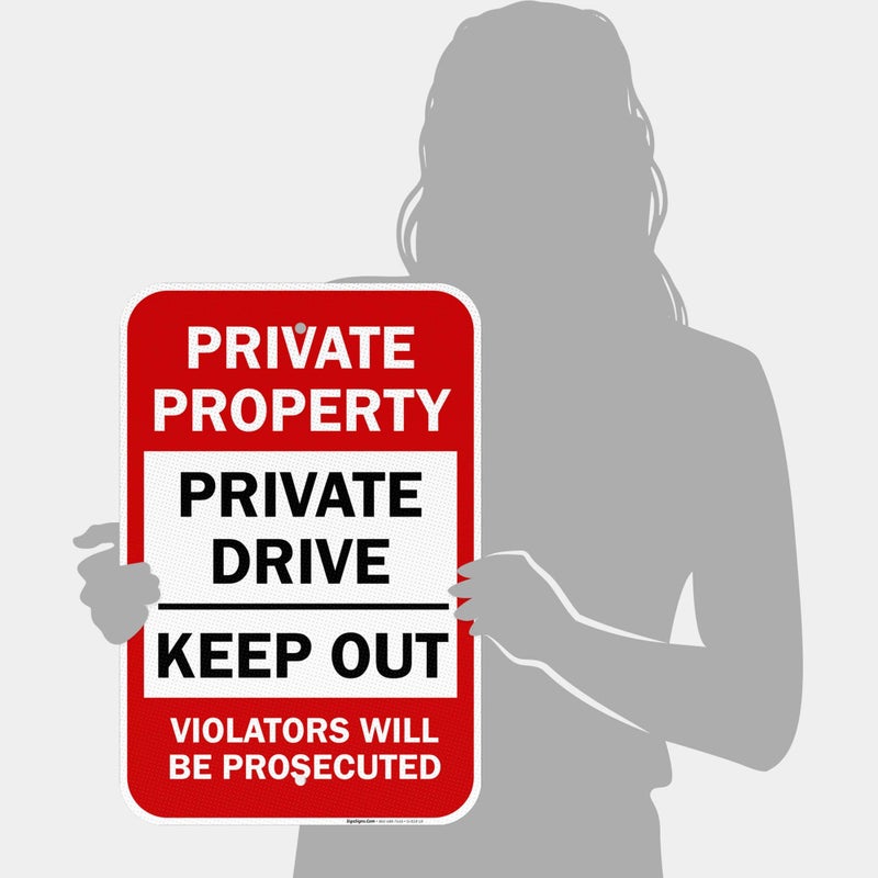Sigo Signs Private Property Sign, Drive No Trespassing 12x18 Inches, 3M EGP Reflective .063 Aluminum, Fade Resistant, Easy Mounting, Indoor/Outdoor Use, Made in USA - Image 4